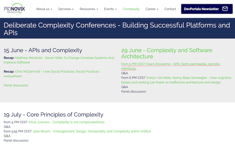 Deliberate Complexity Conferences - Complexity and software architecure: APIs as semipermeable interfaces